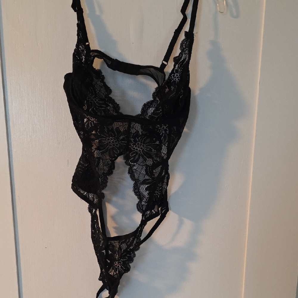Frederick's of Hollywood Black Lace Teddy Chemise